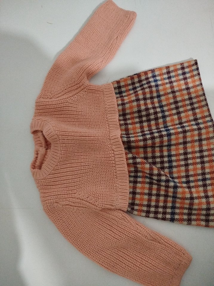 Pembe Kısa Örgü bebek elbise - Görsel 4