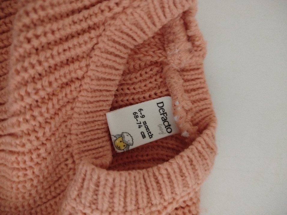 Pembe Kısa Örgü bebek elbise - Görsel 5