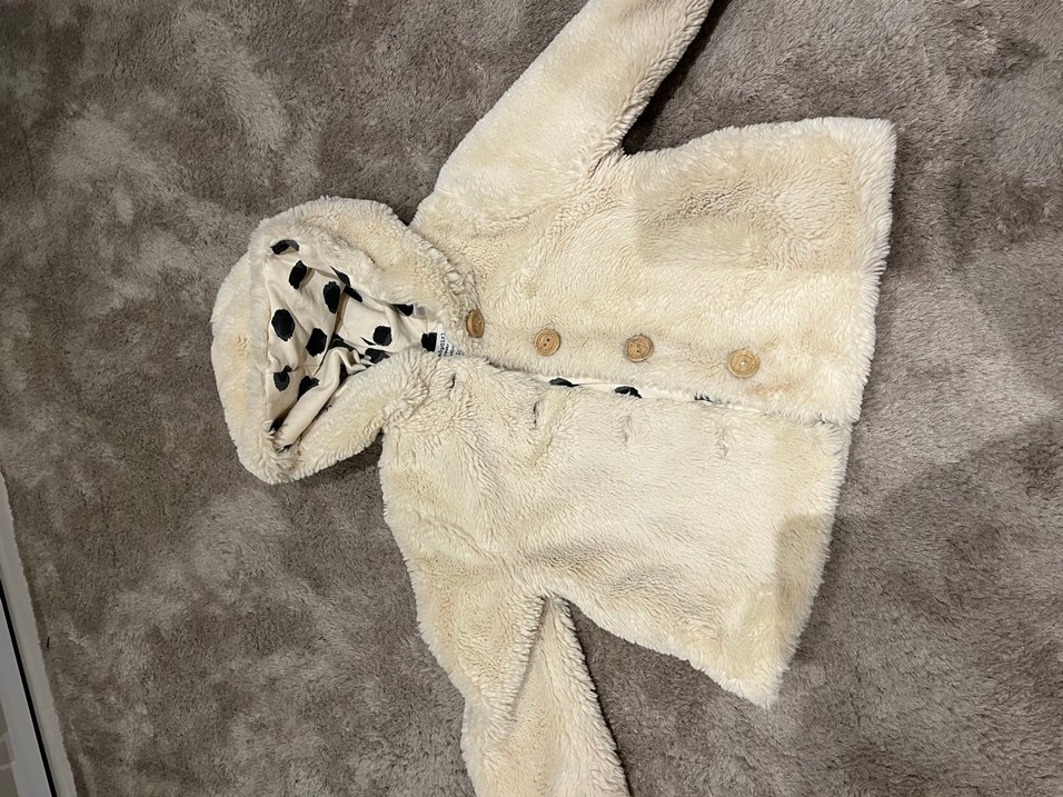 Zara baby  Bej Suni Kürk Detaylı Mont - Görsel 2