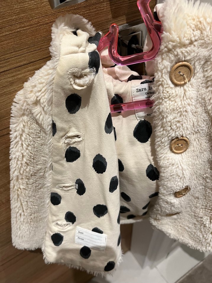 Zara baby  Bej Suni Kürk Detaylı Mont - Görsel 4