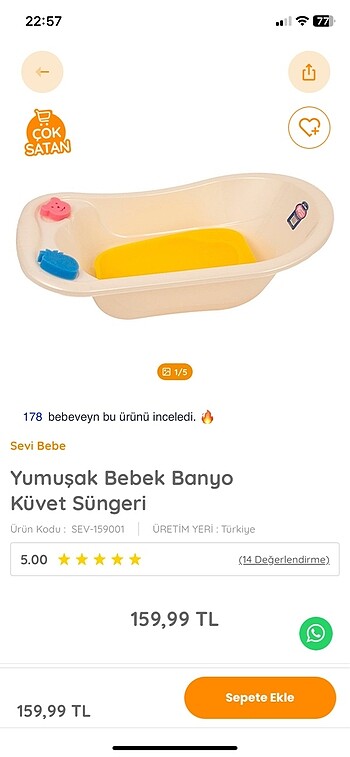 Beden Renk bebek banyo küvet süngeri (sıfır hiç açılmadı)