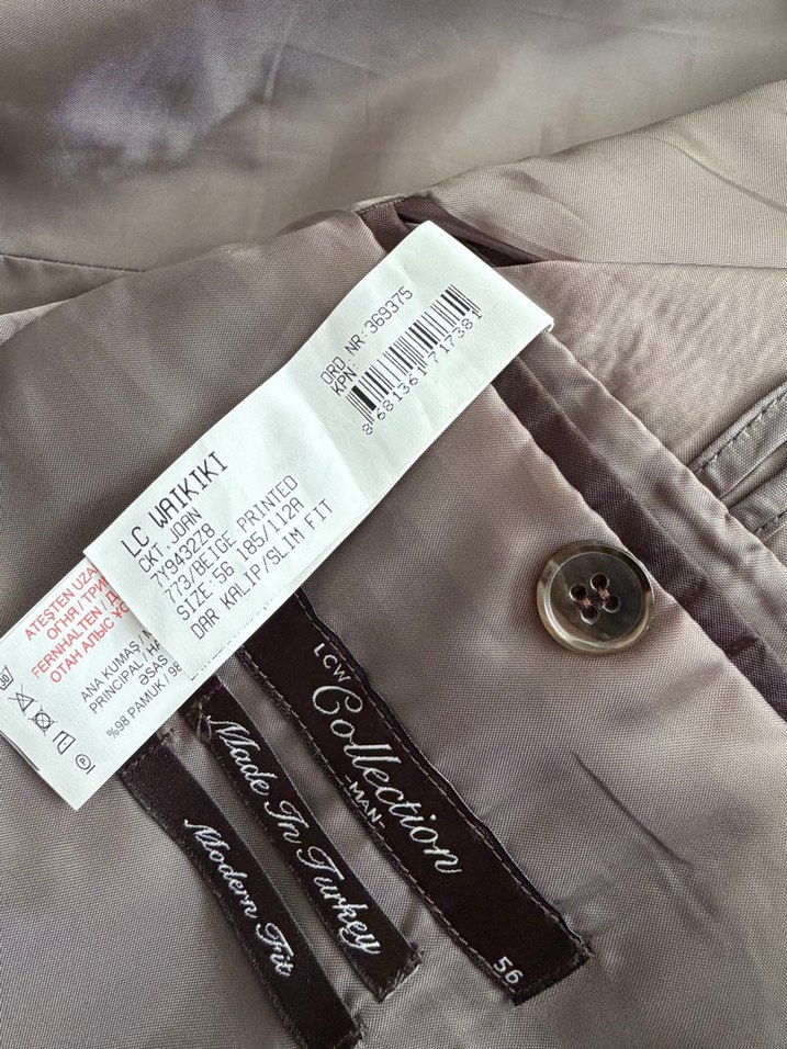 Bej Erkek Ceket Notch Yaka Düğmeli - Görsel 3