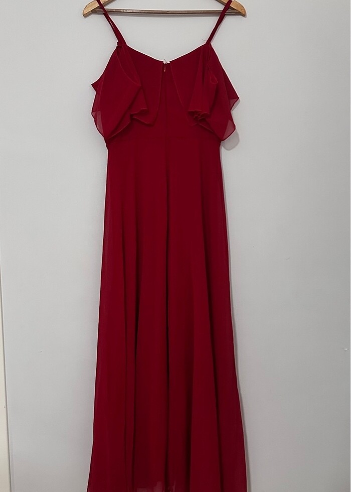 Kırmızı şifon abiye - Görsel 4