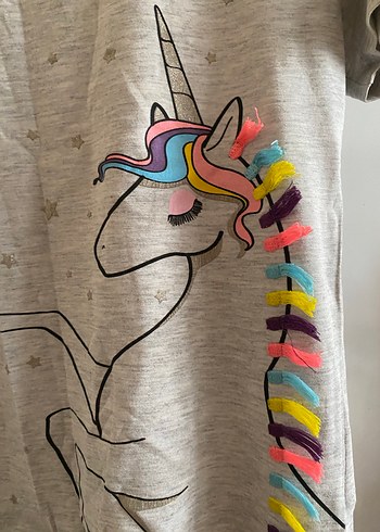 Kız Çocuk Gri Kısa Kollu tişört 9-10 yas - Görsel 2