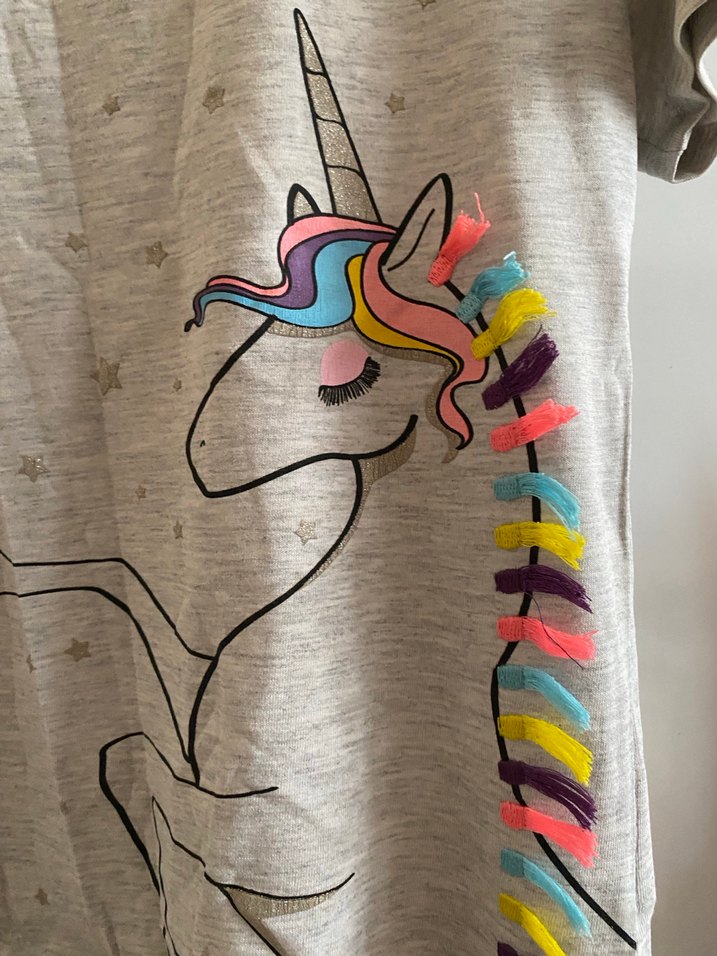 Kız Çocuk Gri Kısa Kollu tişört 9-10 yas - Görsel 2