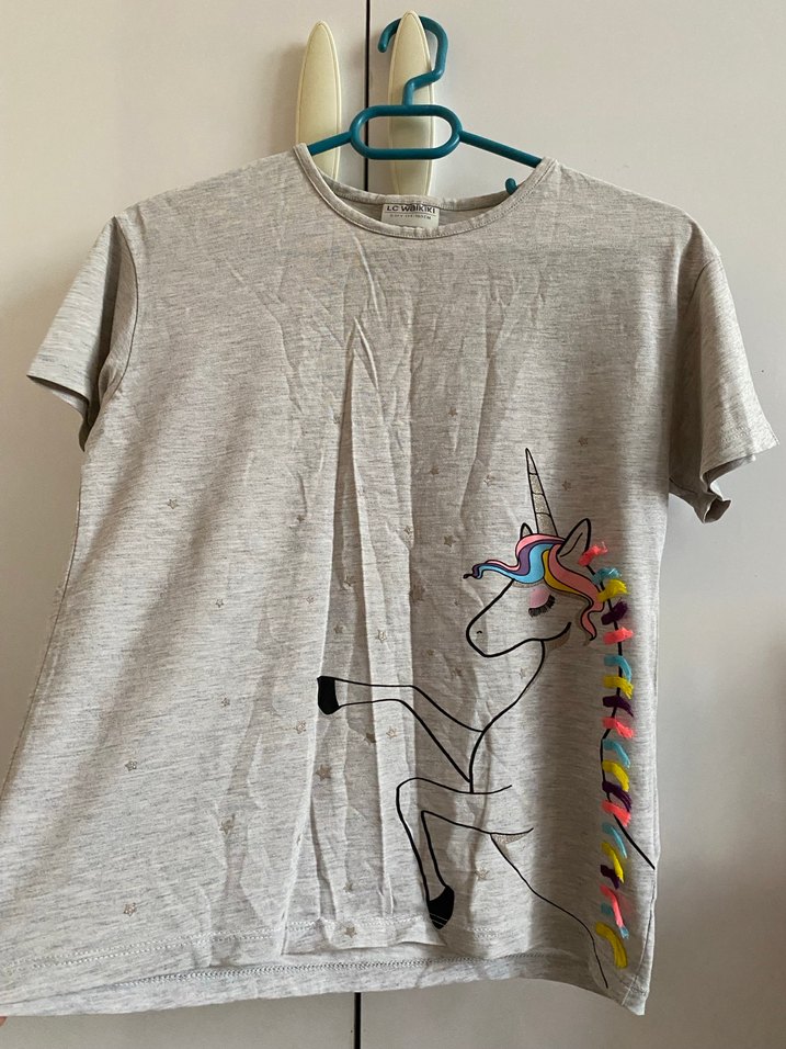 Kız Çocuk Gri Kısa Kollu tişört 9-10 yas - Görsel 4