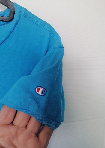 Mavi Kısa Kollu Champion Tişört - Görsel 3