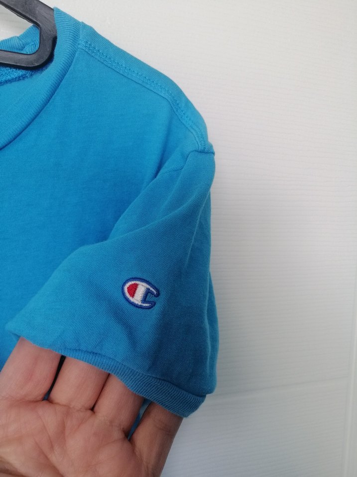 Mavi Kısa Kollu Champion Tişört - Görsel 3