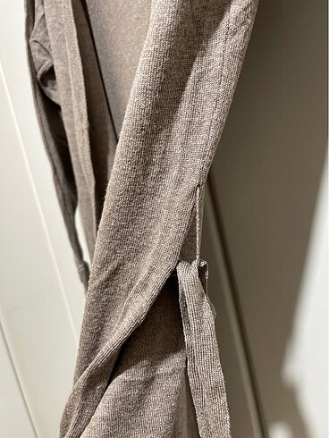 Batik uzun ince düğmeli ceket kuşaklı - Görsel 5