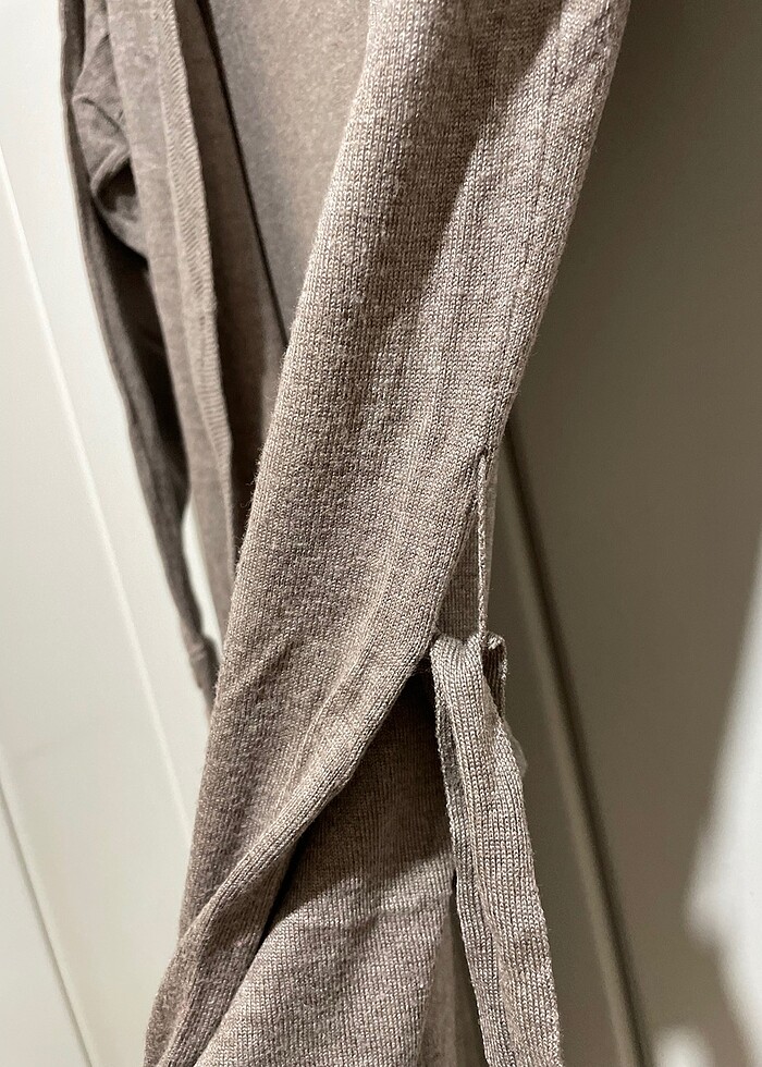 Batik uzun ince düğmeli ceket kuşaklı - Görsel 5