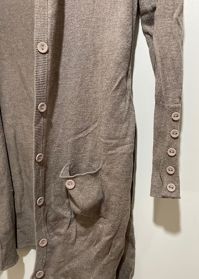 Batik uzun ince düğmeli ceket kuşaklı - Görsel 3