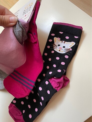 3 adet hayvan desenli renkli çorap - Görsel 4