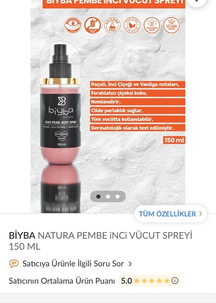 Biyba pembe inci vücut spreyi - Görsel 4