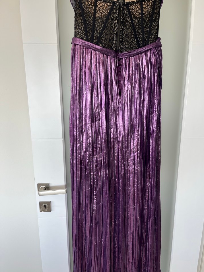 Parlak Mor Straplez Uzun Abiye Elbise - Görsel 5