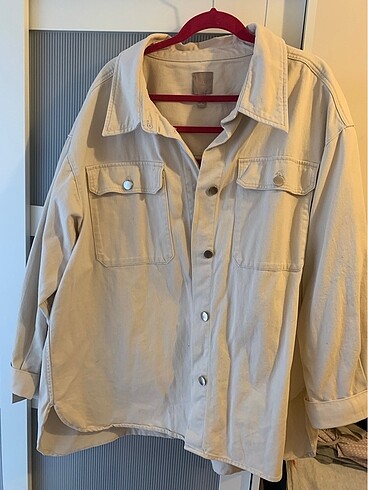 H&M KETEN KALIN GÖMLEK CEKET BEJ