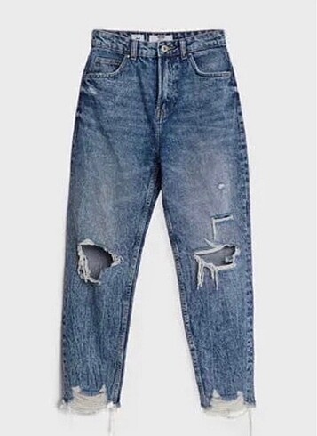 bershka yırtık mom jean