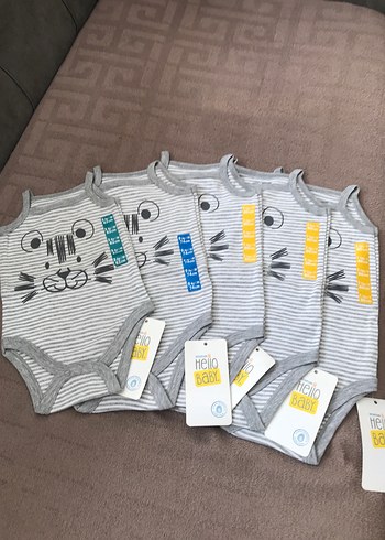 HelloBaby Hellobaby Kız Bebek Kolsuz Gri Body