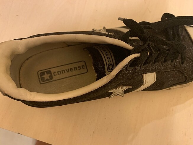 39 Beden siyah Renk Converse simli hafif pırıltılı spor ayakkabı