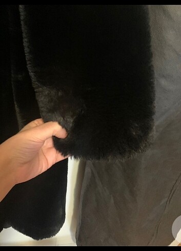 s Beden siyah Renk Mango uzun kürk peluş kaban palto