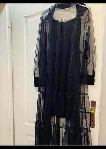 Uzun Siyah Gotik Kadın Elbise - Görsel 5