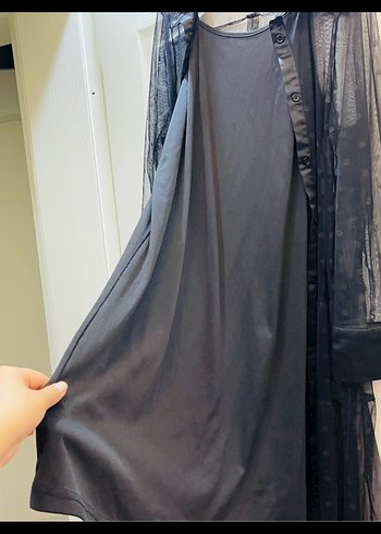 Uzun Siyah Gotik Kadın Elbise - Görsel 3