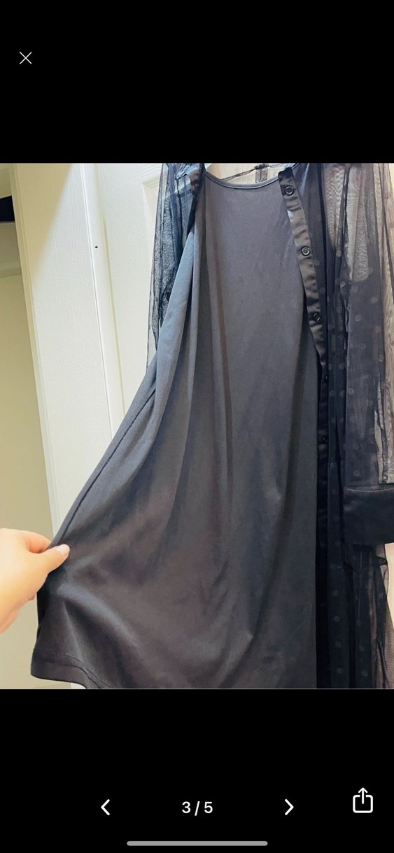 Uzun Siyah Gotik Kadın Elbise - Görsel 3