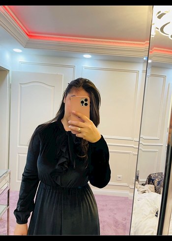 Siyah Uzun Kollu Gotik Elbise - Görsel 3