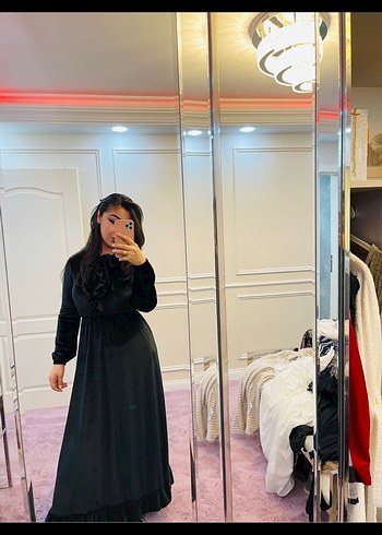 Siyah Uzun Kollu Gotik Elbise - Görsel 2