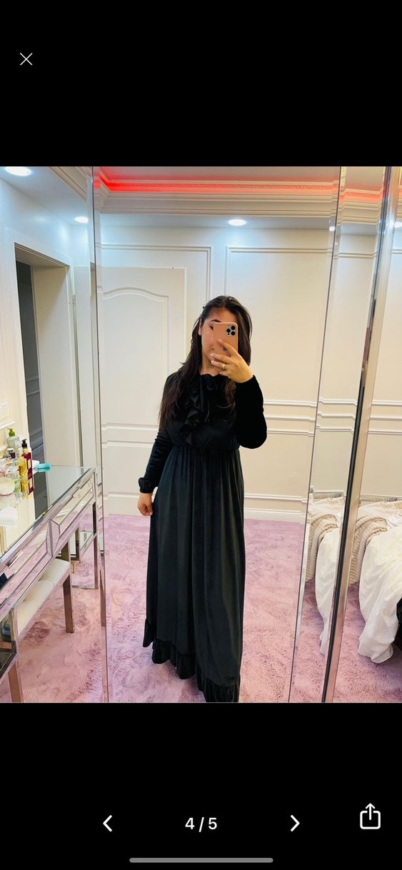 Siyah Uzun Kollu Gotik Elbise - Görsel 4