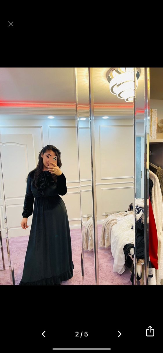 Siyah Uzun Kollu Gotik Elbise - Görsel 2