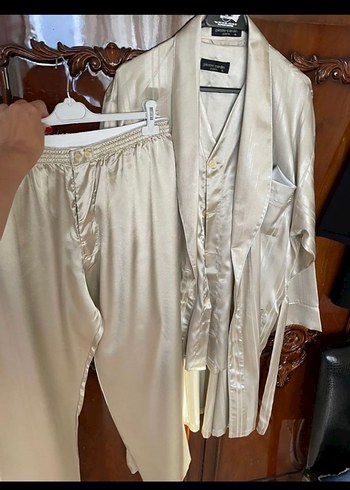 Bej Uzun Kollu Erkek Pijama Takımı - Görsel 2