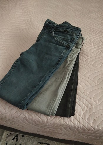 s Beden gri Renk erkek mavı Gri Normal Boy Kemerli Denim Pantolon