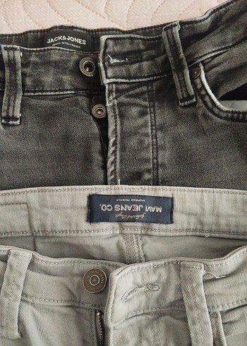 s Beden erkek mavı Gri Normal Boy Kemerli Denim Pantolon