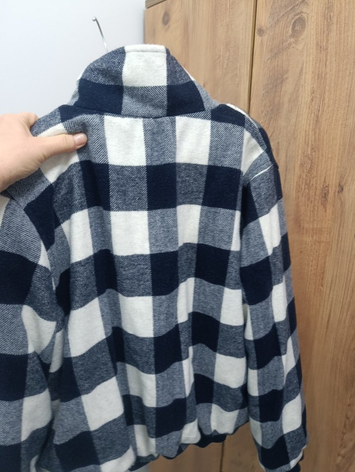 Ekose Desenli Gri Düğmeli  Kadın Ceket mont - Görsel 2