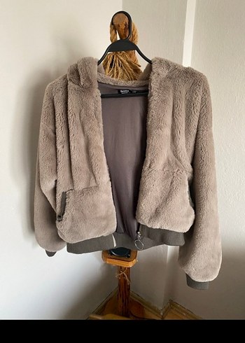 Bej Kadın Kapüşonlu Peluş Ceket - Görsel 2