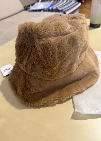 Eklips Bej Peluş Detaylı Kadın Şapka Buckhet - Görsel 4