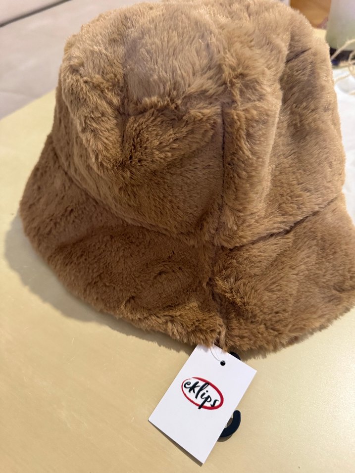 Eklips Bej Peluş Detaylı Kadın Şapka Buckhet - Görsel 3