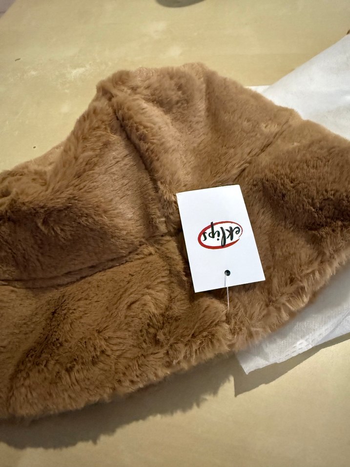 Eklips Bej Peluş Detaylı Kadın Şapka Buckhet - Görsel 5