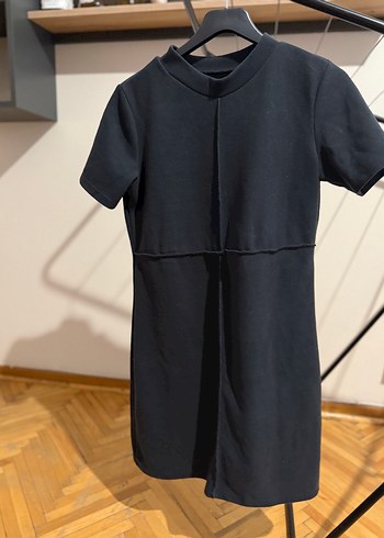 Kısa Kollu Siyah Midi Triko Elbise - Görsel 3