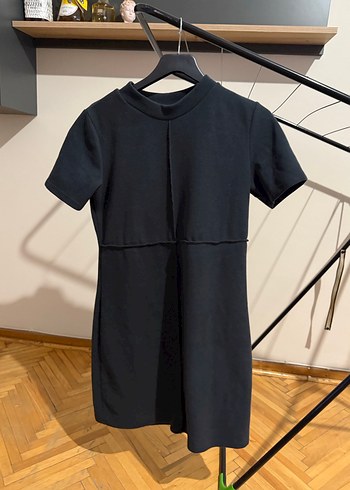 Kısa Kollu Siyah Midi Triko Elbise - Görsel 2