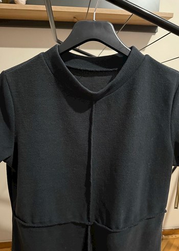 Kısa Kollu Siyah Midi Triko Elbise - Görsel 7