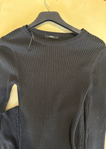 Colins Siyah Uzun Kollu Triko Midi Elbise - Görsel 7