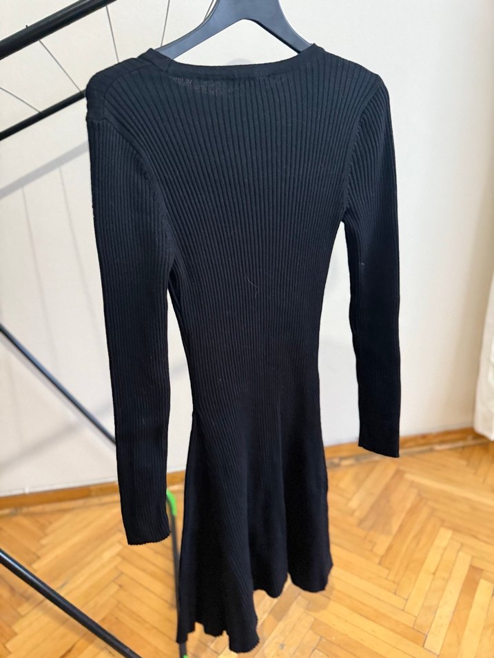 Colins Siyah Uzun Kollu Triko Midi Elbise - Görsel 5