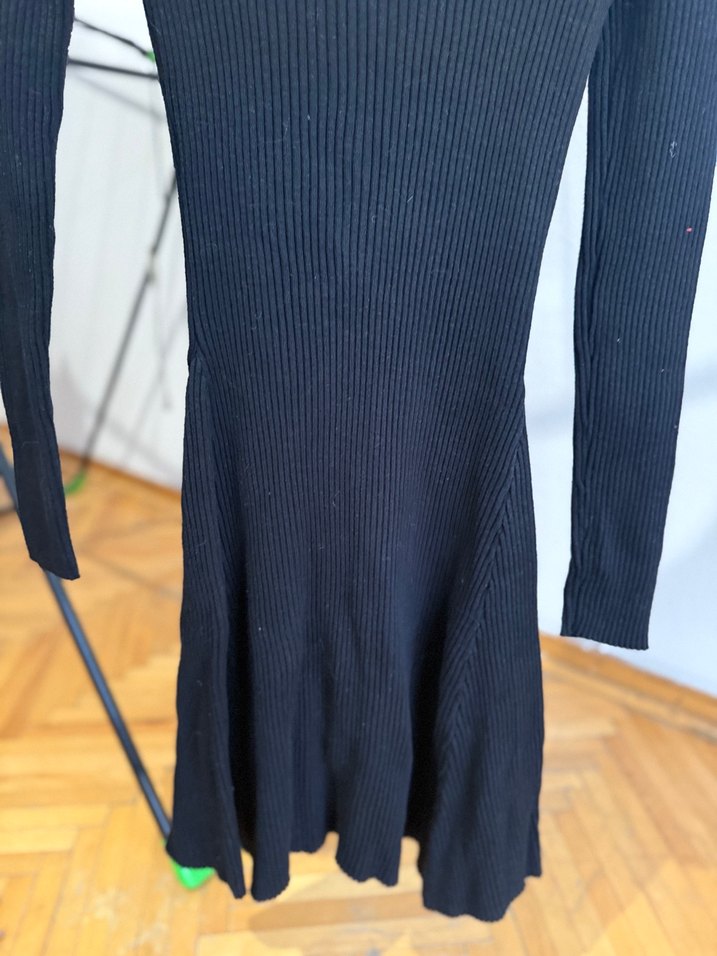 Colins Siyah Uzun Kollu Triko Midi Elbise - Görsel 4