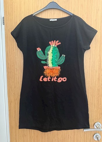 xs Beden Mudo Siyah Baskılı Mini Casual Elbise