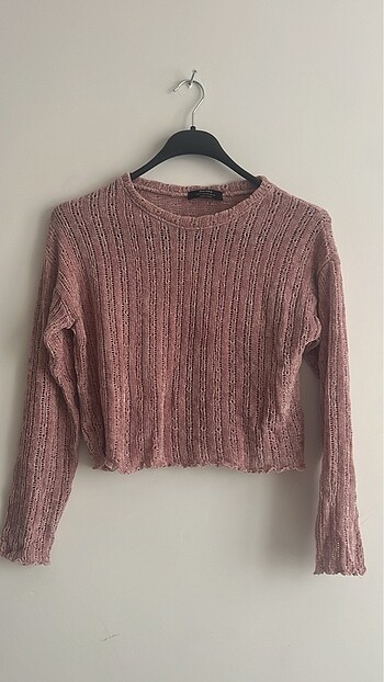 BERSHKA Polyester Pembe Mini Kazak