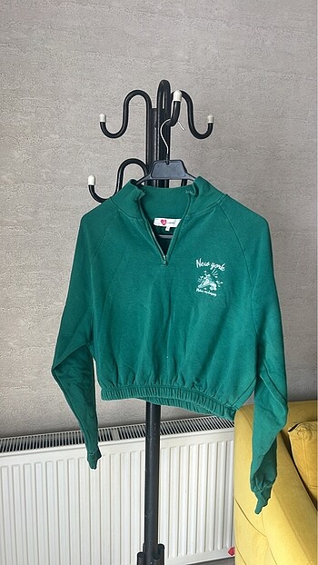 Koton Kadın Yeşil Crop Sweatshirt