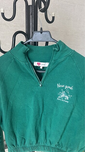 Koton Koton Kadın Yeşil Crop Sweatshirt