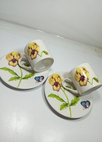 Vintage art porselen fincan takımı 2'li - Görsel 5