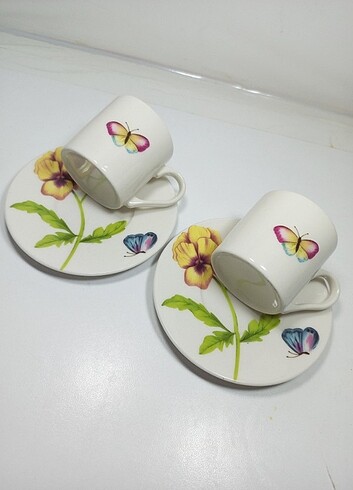 Vintage art porselen fincan takımı 2'li - Görsel 6